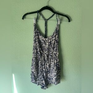 Blue and White Patterned Romper